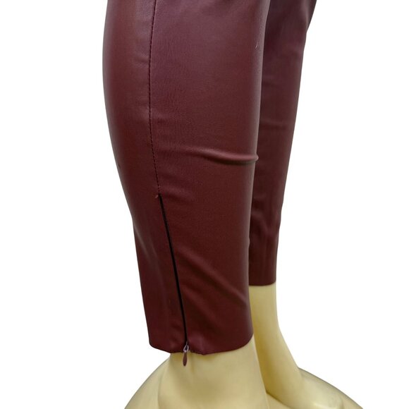 Zara Women’s Burgundy High-Waist Slim Fit Pants With Zipper Detail Size M - New - Picture 5 of 9
